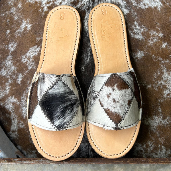 Cowhide Patch Slides (Size 6)