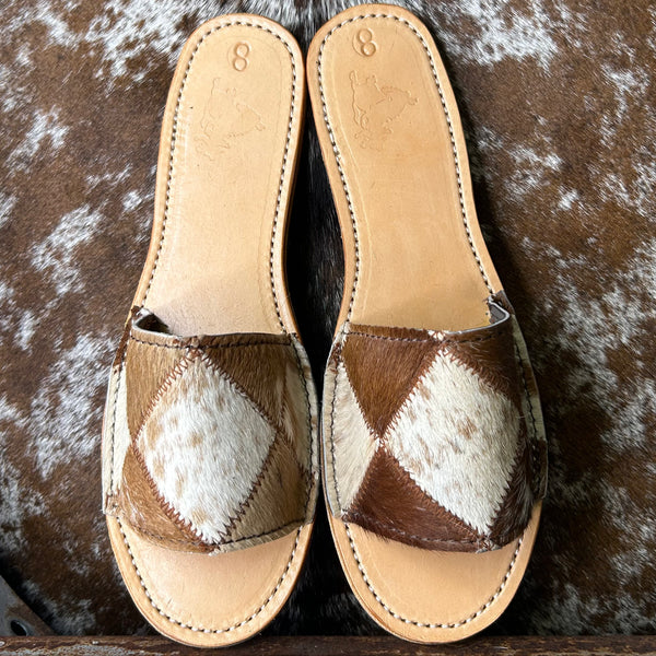 Cowhide Patch Slides (Size 8)
