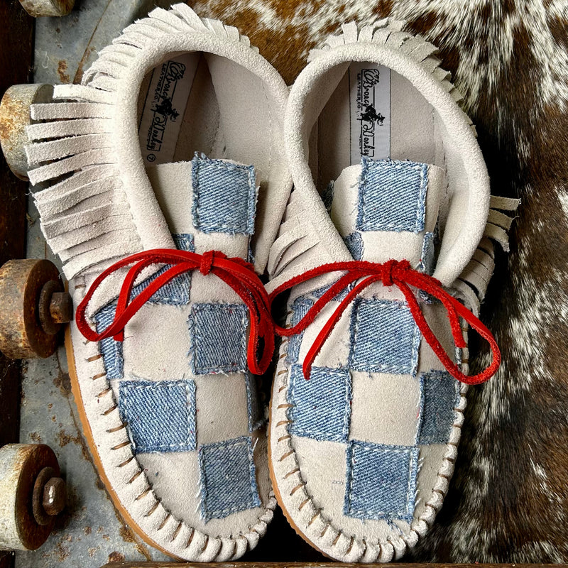 Checkered Denim Shorties (Size 9)