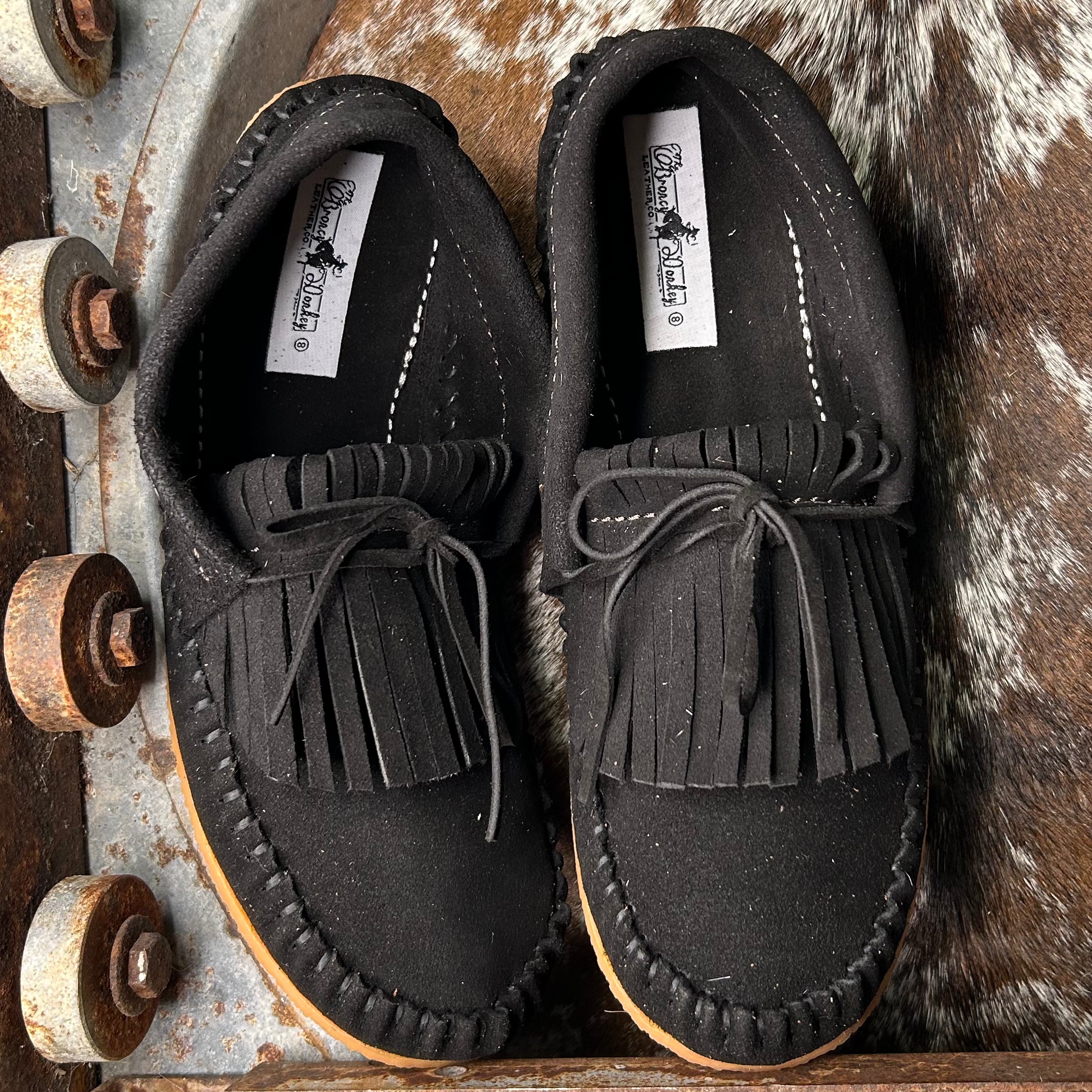 Fringe Muleys (Size 9) – Broncy Donkey Leather Co