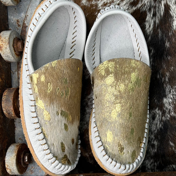 Cowhide Mules (size 8)