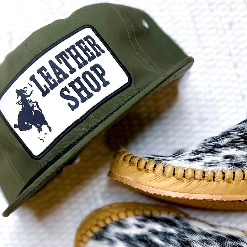 Leather shop cap